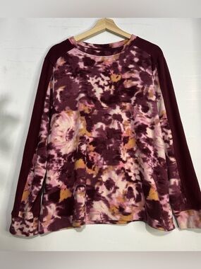 Comfort Code Maroon & Pink Tie Dye Sherpa Pullover Sweatshirt XL